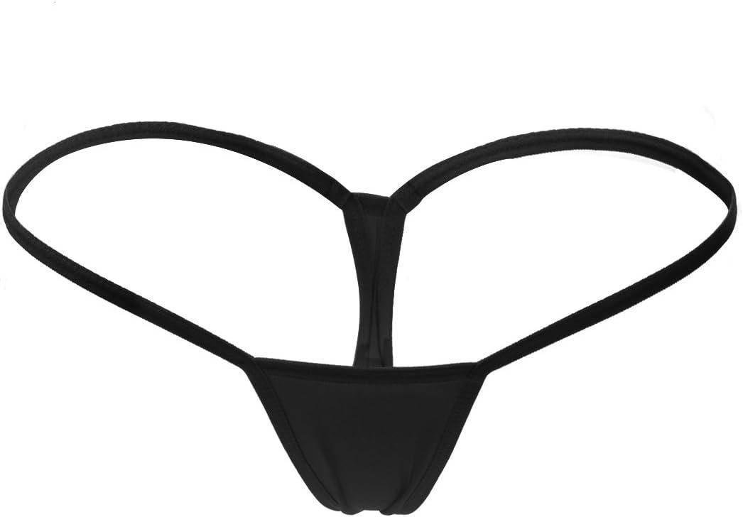 ETAOLINE Women's Low Rise Micro Back G-String Tiny Thong Panty (Medium, Black)