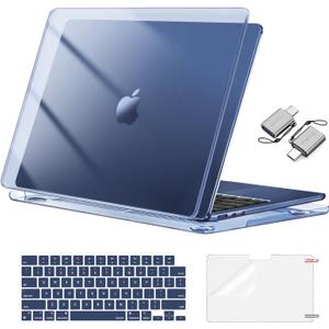 MOSISO Compatible with MacBook Air 13 inch Case 2026 2025 2024 2023 2022 M4 A3240 M3 A3113 M2 A2681,Plastic Hard Shell&Keyboard Cover&ScreenFilm&Type C for MacBook Air 13.6 inch Case, Crystal Midnight