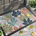 DEXI Front Door Mat Outside Entrance, Spring Welcome Entryway Doormat Dirt Trapper, Heavy Duty Non Slip Entry Mats for Patio Garage Porch Home Decorative, 23x35, Colorful Leaves