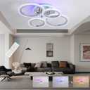 Modern Ceiling Light,50W Flush Mount Ceiling Lights,Dimmable lampara de techo para sala,4 Rings Lighting Fixture Ceiling Lamps for Living Room, Bedroom,Kitchen,Laundry Room,3000-6000K,Chrome