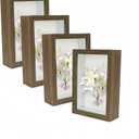 4 Pack 4x6 Shadow Box FrameHD Glass Wooden Brown Hollow Photo Frame,Brown Frames for Flower Pressing, Seashell Display Box ,Pet Memorial Shadow Box ( 4pcs 4X6)