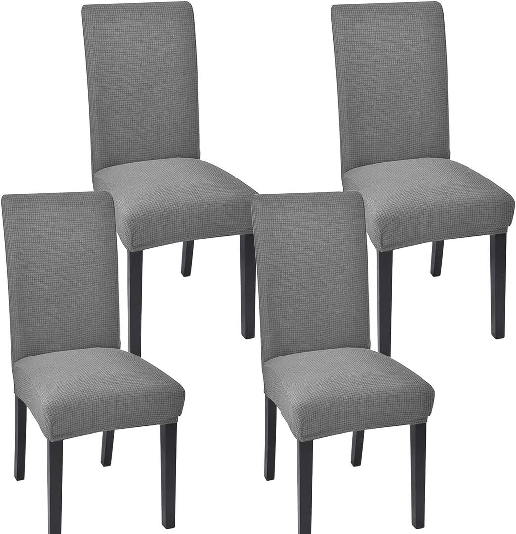 Chair Covers for Dining Room Set of 4 Chair Seat Cover for Dining Room Kitchen, Parsons Chair Covers Dining Chair Slipcover, Light Grey