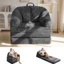 MAXYOYO Folding Sofa Bed with Backrest, Boneless Fold Out Couch Bed with Handle, 2 in 1 Convertible Bean Bag Chair to Floor Sofa Lounger, Comfy Folding Couch for Bedroom & Living Room, Dark Grey (Large)