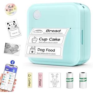 Miouca Label Maker Machine with Tape - 14 Sizes Mini Sticker Printer Bluetooth Label Printer for Home Office Organization, Portable Thermal Sticker Maker Print Pod with Multiple Templates for Phone