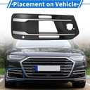 1pc Fog Light Grill for Audi Q7 2017-2019 Durable ABS Black Silver Tone Front Right Front Lower Bumper Fog Light Cover Inserts