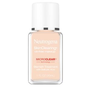 Neutrogena SkinClearing Oil-Free Acne and Blemish Fighting Liquid Foundation with.5% Salicylic Acid Acne Medicine, Shine Controlling Makeup for Acne Prone Skin, 10 Classic Ivory, 1 fl. oz