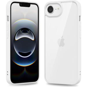 oakxco Thin Slim Clear case for iPhone 17e 16e, Transparent Hybrid Hard Shell Plastic & Soft Silicone Rubber Bumper, Non-Yellow Acrylic Protective Lightweight Cover for Women, White