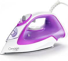 OMAIGA Steam Iron for Clothes, 1750W Iron with Rapid Heating, NonStick Ceramic Soleplate, Powerful Steam, SelfCleaning, AutoOff, AntiDrip, 15.21oz Water Tank Ironing Clothes for Home, Purple
