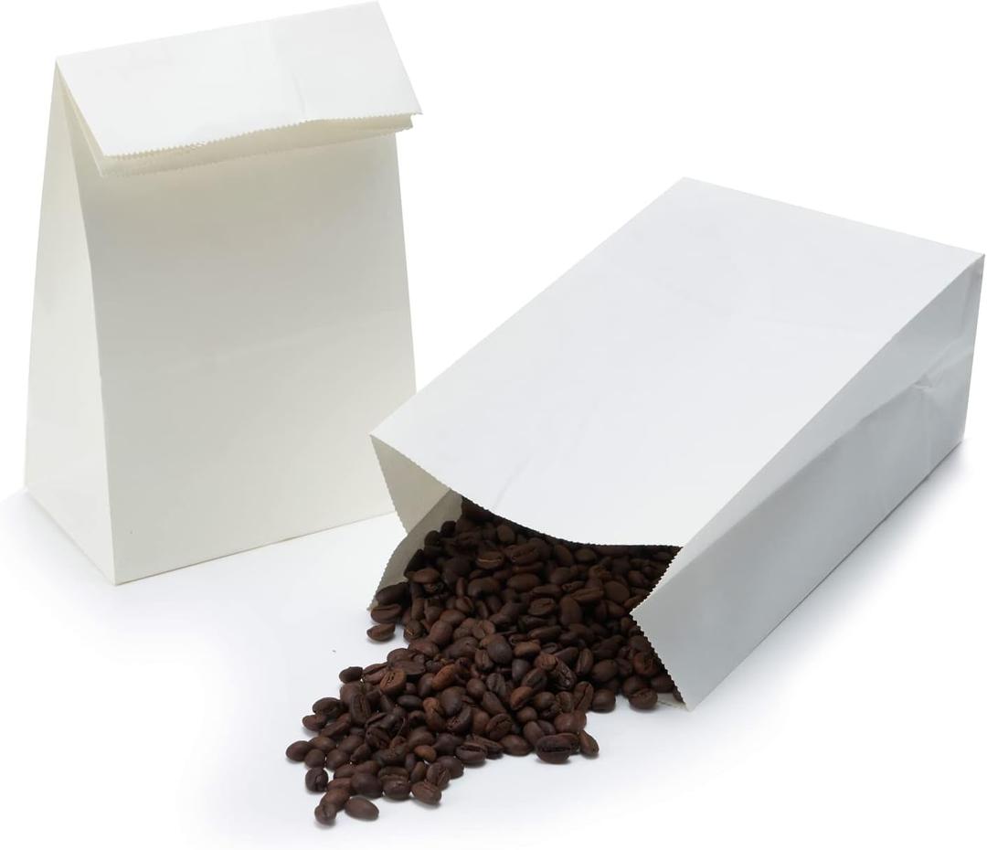 LOOKSGO 100 Pack 2 LB White Kraft Paper Bags Take Out Lunch Bags, 1 Count