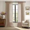 ANRODUO Taupe Linen Curtains 102 Inches Long 2 Panels Light Filtering Sheer Back Tab Rod Pocket Drapes Cotton Linen Textured Window Curtain 102 Inch Length for Bedroom Patio Sliding Glass Door