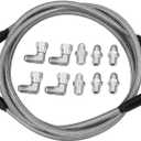 6AN 52 Transmission Cooler Hose Line Kit, Compatible with GM Chevy Ford GMC Buick Cadillac Cars and Trucks Replace#TH350 TH400 700R4 Stainless Steel Braided Lines