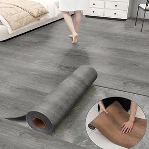Luxury Thicken Wood Grain Peel and Stick Floor Tiles Self-Adhesive Vinyl Flooring Roll-DIY Easy for Wall and Floor,Hard Surface/Waterproof/Anti Slip (Gray Vinyl Flooring, 17.72 "W X 393.7" L)