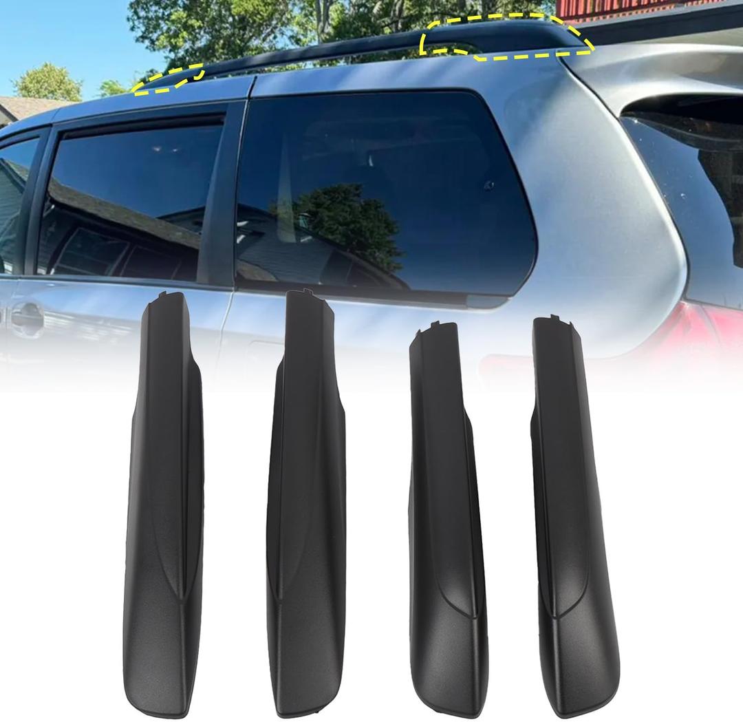 L2R for Toyota Sienna 2011-2020 Car Roof Rails Rack Leg Cover End Cap Protector Cover Matte Black Exterior Accessories 4PCS