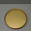 10" Gold Lazy Susan for Table Top, Oak Wood Lazy Susan Turntable Organizer for Dining Coffee Table Centerpiece Bar Decor Kitchen Countertop Bathroom Vanity Decorative Tray for Perfume Jewelry Round