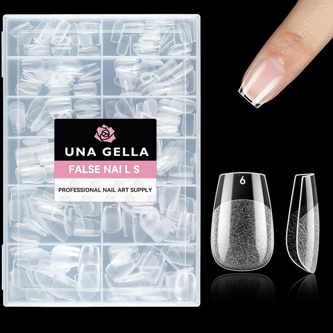 UNA GELLA Extra Short Coffin Nail Tips: XS 216pcs Pre-shape Press on Nails Extra Short Coffin Gel Tips Full Cover Acrylic Fake False Nails Extension 12 Sizes Gelly Tips