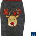 Mikayoo pet Sweater for Small Dog/cat,Ugly Sweater,Christmas Holiday Xmas, Elk Series, Reindeer Series,Reindeer Head(Medium, Gray)
