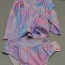 TENVDA Girls Swimsuit Long Sleeve Rash Guard Sets UPF 50+ Two Piece Bathing Suits Size 3-12 Years (6-7 Years, Tie Dye B)