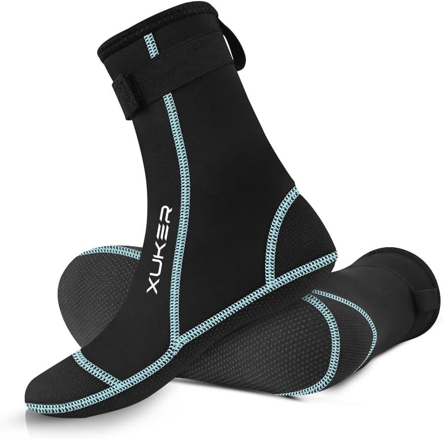 XUKER Neoprene Water Socks 3mm, Sand Proof Beach Volleyball Socks Diving Socks for Outdoor Water Sports (Blue, M)