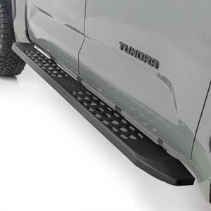 Rough Country RPT2 Running Boards for Toyota Tundra (20222026)  Fits Crew Cab 2WD/4WD, 6.75" Steel Side Steps, No-Drill Install, Matte Black Raptor-Style Rails