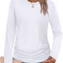 Womens Tops Trendy School Outfits for Teachers Outfits Fall 2025 Long Sleeve Shirts Dressy Casual Blouses Lightweight Maternity Clothes White M
