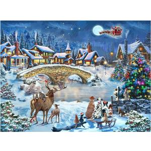 Christmas Puzzles 500 Piece, Christmas Night in Winter 500 Piece Puzzles, Jigsaw Puzzle for Adults Challenging Perfect for Holiday 27x 20inch