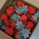 Lyrow 100 Pieces Artificial Strawberries 2.2inch/2.76inch/3.35inch Faux Realistic Strawberry Decor Plastic Simulation Fake Lifelike Fruit for Photography Prop Cabinet Party(Cute)