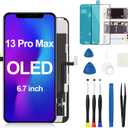 OLED for iPhone 13 Pro Max Screen Replacement 6.7 inch [OLED, NOT LCD], Full HD Digitizer Frame 3D Touch Display Full Assembly Model A2643 A2641 A2644 A2645 A2484 with Repair Tools Kit