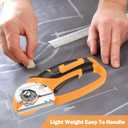 Cordless Electric Scissors, 4V Box Cutter & Cardboard Cutter with 2 Titanium Blades - Rotary Cutter with LED Light for Fabric, Leather, Carpet, Plastic, Crafting + Storage Case (Orange)