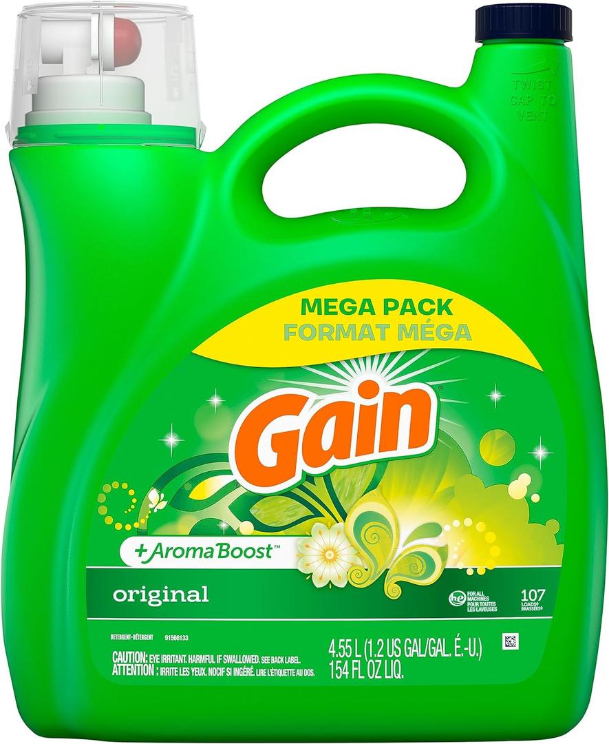 Gain Liquid Laundry Detergent, Original Scent, 154 oz Bottle