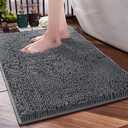 SONORO KATE Bathroom Rug 32"20", Non-Slip Bath Mat,Soft Cozy Shaggy Thick Chenille Bath Rugs for Bathroom,Plush Rugs for Bathtubs,Water Absorbent Rain Showers and Under The Sink (Dark Grey)