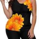 LALAGEN Womens 2025 Plus Size Tankini Swimsuits Rash Guard Capris Athletic Two Piece Swimwear Bathing Suits for Women  (XX-Large, Z-yellow Flower)