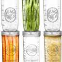 Tebery 6 Pack Wide Mouth Home Glass Mason Jars with Airtight Lids and Bands, 24-Ounce Canning Glass Jars for Canning, Fermenting, Pickling, Meal Prep, Overnight Oats, Jam, Jelly