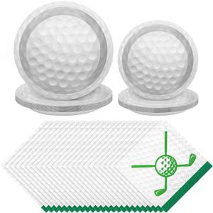 durony 88 Pieces Golf Disposable Tableware Set Golf Paper Plates and Napkins 7 Inch and 9 Inch Dessert Plates for Sports Theme Birthday Decoration Party Supplies