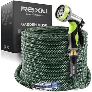 Relxitl Garden Hose, Flexible Water Hose, Ultra Lightweight Non-Expanding hose with 10 Function Sprayer, Leak proof, Pressure Resistant for Yard, Outdoor (Green, 100FT)