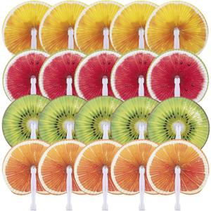 20 Pcs 10" Fruits Decorations Round Paper Folding Hand Fans Handheld,Foldable Chinese and Japanese Fans Bulk for Gifts,Weddings Festival,Birthday,Summer,Party Favors,School Cultural Shows