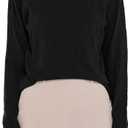 Women's Lightweight Pullover Sweater Mock Turtleneck Solid Color Irregular Texture Long Sleeve Ribbed Knit Tops (Black, XL)