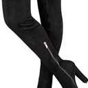 WSKEISP Women's Thigh High Boots Stretch Suede Over The Knee High Boot 4.13IN Chunky Heel Fall Winter Boots (9, Black)