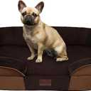 Dwanton Orthopedic Dog Bed for Medium Dogs with Gel Memory Foam, Waterproof Dog Sofa, Washable Pet Bed with Four Sided Bolster Cushion, Removable Cover & Non-Slip Bottom, 28", Brown (Medium(28 x 21 x 5.5 inch))