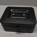 KYODOLED Cash Box with Combination Lock Safe Metal Money Box with Money Tray for Security Lock Box 7.87"x 6.30"x 3.35" Black, Medium