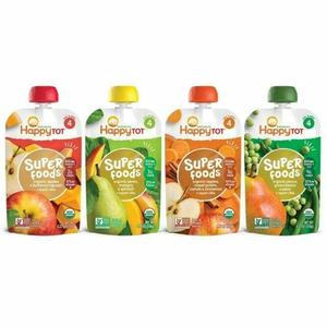 HAPPYTOT Organics Stage 4 Baby Food Pouches, Gluten Free, Vegan Snack, SuperFoods Fruit & Veggie Puree & Chia Variety Pack, 4.22 Ounce (Pack of 16)