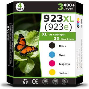 923e 923XL Ink Cartridges Compatible for HP923e for HP 923 XL Printer Ink 923 xl 923e ink Cartridges Work with 8120 8122e 8124e 8125e 8130e 8132e 8134e 8135e 8138e 8139e Printer black C/M/Y(4 Pack)