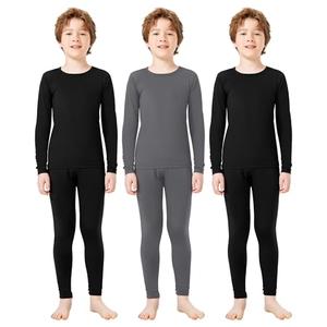 Silkfly Boys Thermal Underwear Set Base Layer Fleece Lined Underwear for Kids Shirt and Pants for Boys Winter(Xs,Gray, Black, Black, 3 Sweater  and 2 Pants)