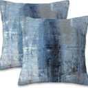 Throw Pillow Cover Case Blue and Grey Abstract Art Pillow Covers 18x18 Inch Set of 2,Soft Decorative Throw Pillow Case for Living Room Bedroom Sofa Couch Cushion Covers