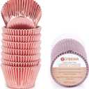 Gifbera Jumbo Metallic Rose Gold Foil Cupcake Liners Molds, 160-Count