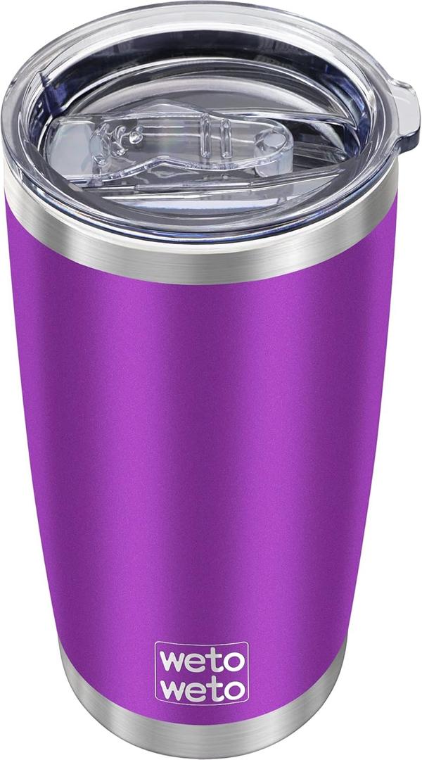 WETOWETO 20oz Insulated Stainless Steel Tumbler, Double Wall Vacuum Leak-proof Travel Coffee Mug, Powder Coated Water Cup (Purple, 1 Pack) (A2-Purple)