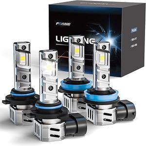 FRANXI 9005/HB3 H11/H8/H9 Bulbs Combo Fog Lights, 32000LM Super Bright 6000K Cool White, 1:1 Design with Cooling Fan, Plug and Play, OffRoad Use or Fog Light, Pack of 4