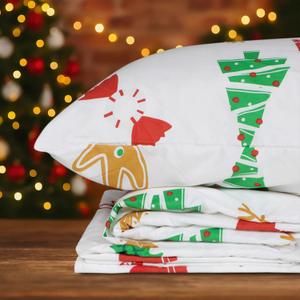 HITIME Full Size 4-Piece Christmas Sheet Set - Ultra Soft & Breathable Polyester Bed Sheets, All Season Cooling Bedding with Deep Pockets, Wrinkle & Fade Resistant (Christmas Cartoon Pattern)