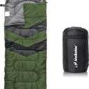MalloMe Sleeping Bags for Adults Cold Weather & Warm - Backpacking Camping Sleeping Bag for Kids 10-12, Girls, Boys - Lightweight Compact Camping Essentials Gear Accessories Hiking Sleep Must Haves (60-90F Warm Weather - Green)