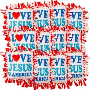 Love Jesus & America Fleece Tied Pillow Craft Kit, Makes 6