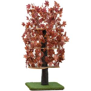 On2 Pets Cat Tree with Leaves Made in USA, Cat House & Cat Activity Tree, Multi-Level Cat Condo for Indoor Cats (Large Square, Deep Plum)